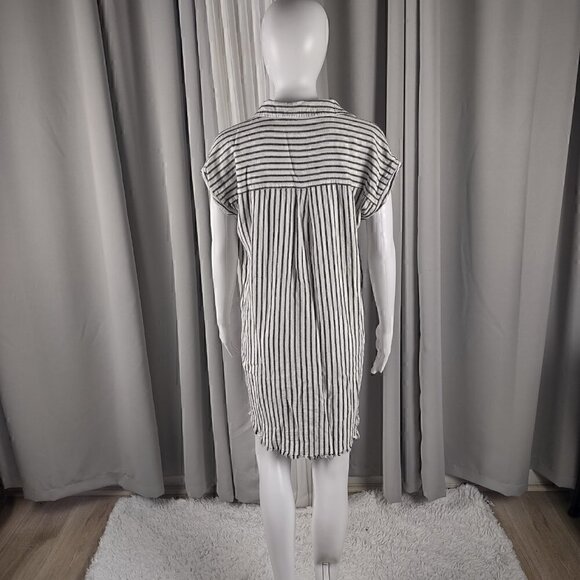 Thread And Supply Linen Blend Fringe Bottom Striped Pullover Dress Size Small - Picture 3 of 11